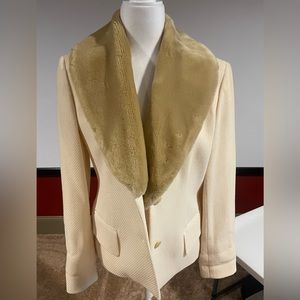 Emanuel size 4 cream removable collar jacket